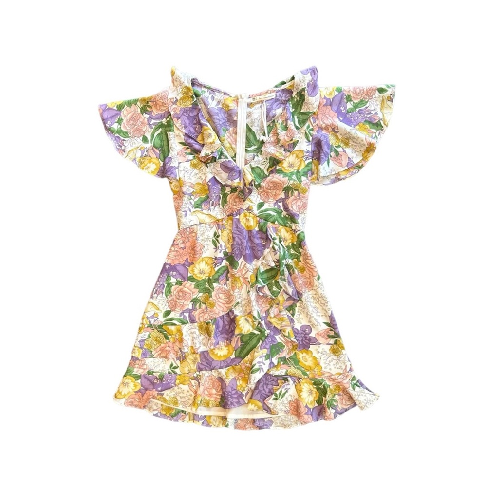 Here Comes the Sun multicolored floral ruffled dress size small
